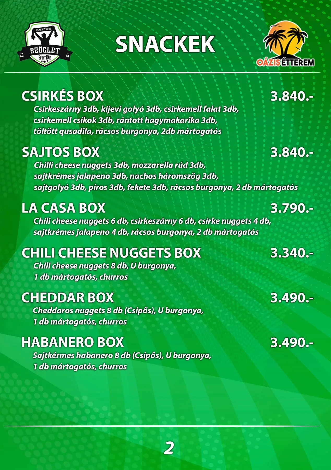 Snackek és boxok