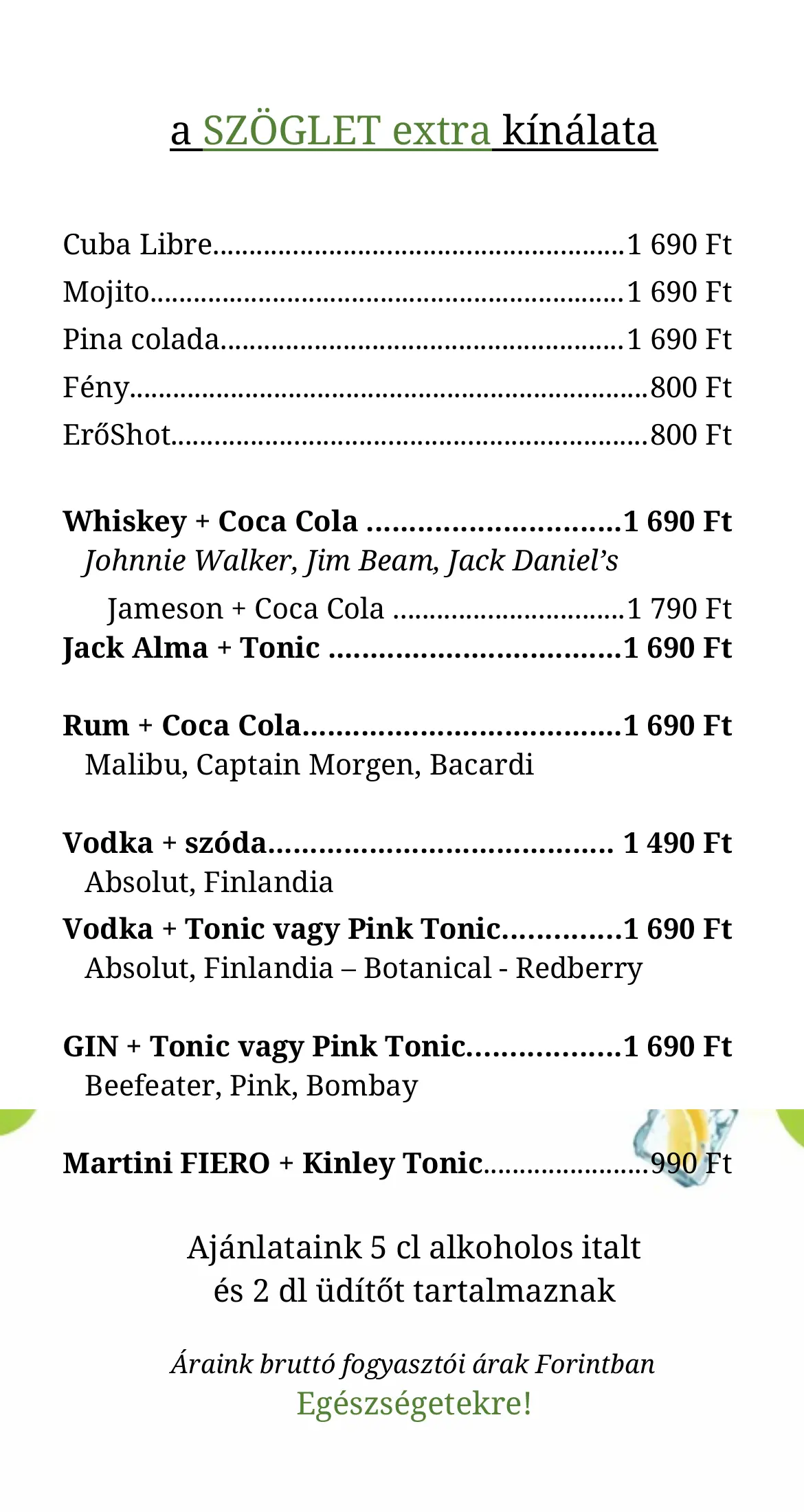 Koktélok és longdrinkek